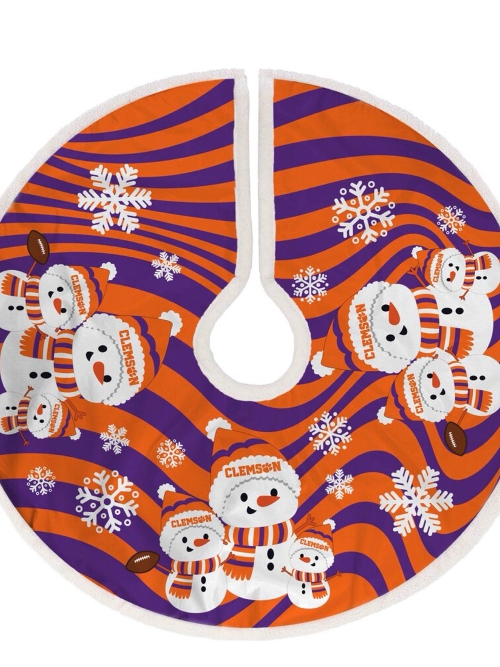 Clemson Orange & Purple Snowman Tree Skirt
